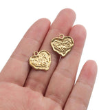 10pcs Raw Brass Heart Charms Pendant For DIY Bracelets Necklace