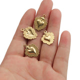 10pcs Raw Brass Heart Charms Pendant For DIY Bracelets Necklace