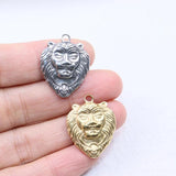 5pcs 20*25mm Stainless Steel 18K Lion Charms Pendant DIY Necklace 2 Colors