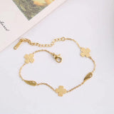 Frosted Clover Leaves Anklets Stainless Steel Bracelet