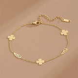 Frosted Clover Leaves Anklets Stainless Steel Bracelet