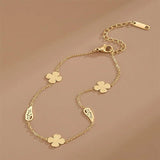 Frosted Clover Leaves Anklets Stainless Steel Bracelet