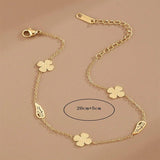 Frosted Clover Leaves Anklets Stainless Steel Bracelet