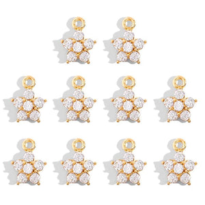 10Pcs Crystal Flower Charms Pendants for DIY Jewelry Making