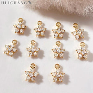 10Pcs Crystal Flower Charms Pendants for DIY Jewelry Making