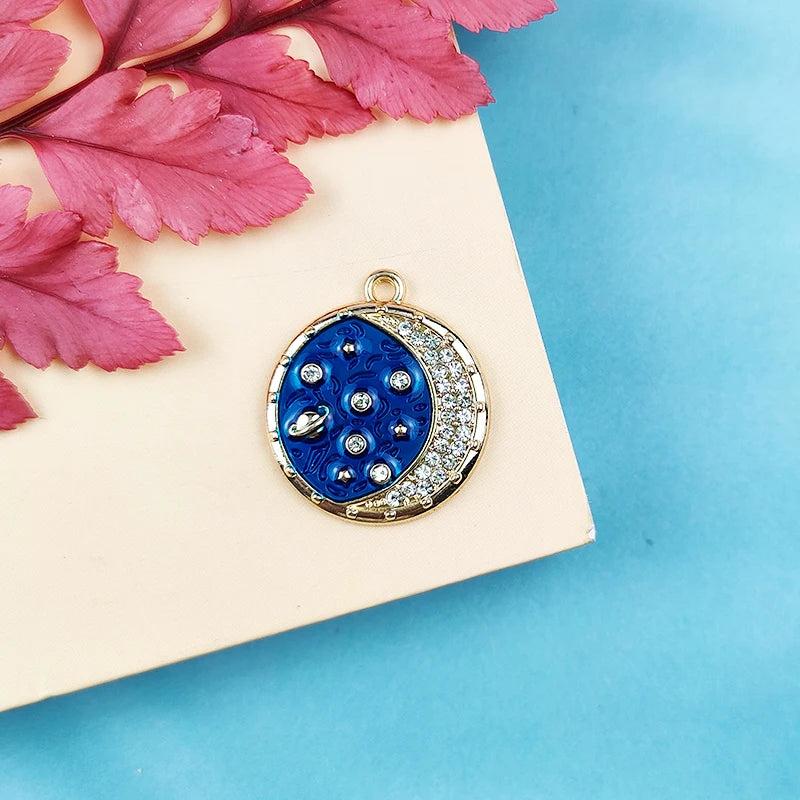 10pcs Rhinestone Sun Moon Charms Jewelry Making Earring Pendant Bracelet