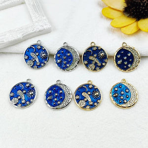 10pcs Rhinestone Sun Moon Charms Jewelry Making Earring Pendant Bracelet