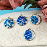 10pcs Rhinestone Sun Moon Charms Jewelry Making Earring Pendant Bracelet