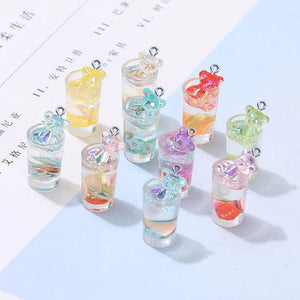 10Pcs Fruit Bear Cup Resin Charms Pendants for DIY Jewelry Making