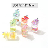 10Pcs Fruit Bear Cup Resin Charms Pendants for DIY Jewelry Making