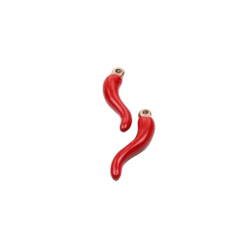 5pcs 20mm Stainless Steel Red Epoxy Peper Charms Pendant