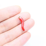 5pcs 20mm Stainless Steel Red Epoxy Peper Charms Pendant
