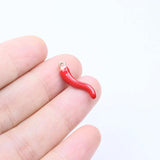 5pcs 20mm Stainless Steel Red Epoxy Peper Charms Pendant