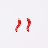 5pcs 20mm Stainless Steel Red Epoxy Peper Charms Pendant