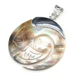 Natural Stone Round Shell Pendant for DIY Decorative Jewelry