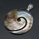 Natural Stone Round Shell Pendant for DIY Decorative Jewelry