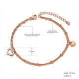 Bohemia Double Layer CZ Crystal Heart Charm Anklets For Women