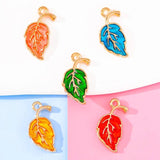 20Pcs 10*19mm Alloy Resin Enamel Leaf Earrings Bracelet Necklace Pendant DIY