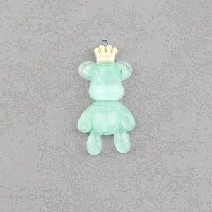 10Pcs Crown Bear Resin Charms for DIY Jewelry Making