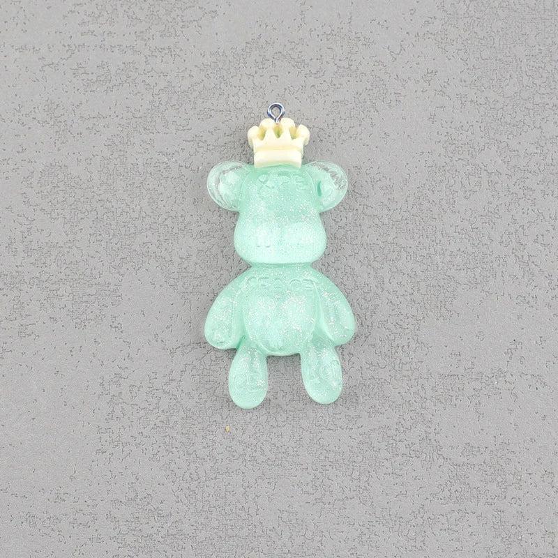 10Pcs Crown Bear Resin Charms for DIY Jewelry Making