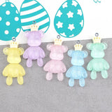 10Pcs Crown Bear Resin Charms for DIY Jewelry Making