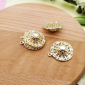 10pcs High Straw Hat Charms Zinc Alloy Female Caps Pendants Golden Tone 25*29mm