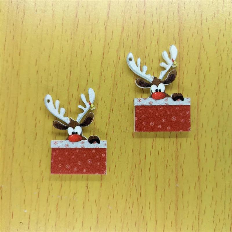10pcs Acrylic Elk Charm for Christmas Jewelry Making