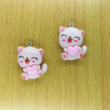 10pcs Cat Charm Pendants Heart Pet DIY Earrings Necklaces Jewelry Making Crafts