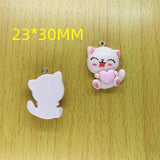 10pcs Cat Charm Pendants Heart Pet DIY Earrings Necklaces Jewelry Making Crafts
