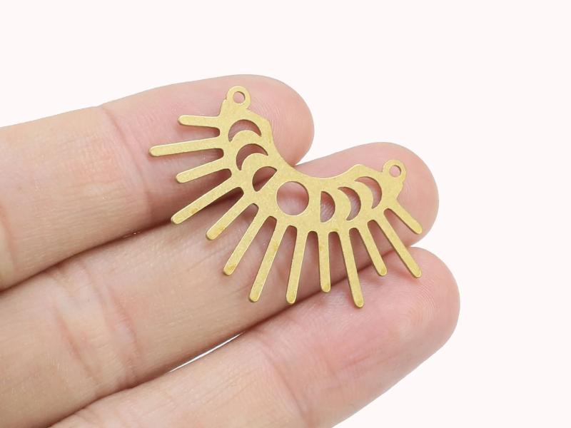 6pcs Brass Moon Phase Earring Charms 35.8x24x0.7mm - R1481