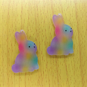 10Pcs Rabbit Charm Acrylic Bunny Charms Pendant DIY Jewelry Making