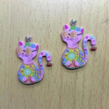 10pcs Cartoon Cat Charms Acrylic Animal Print for Jewelry Making