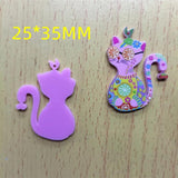 10pcs Cartoon Cat Charms Acrylic Animal Print for Jewelry Making