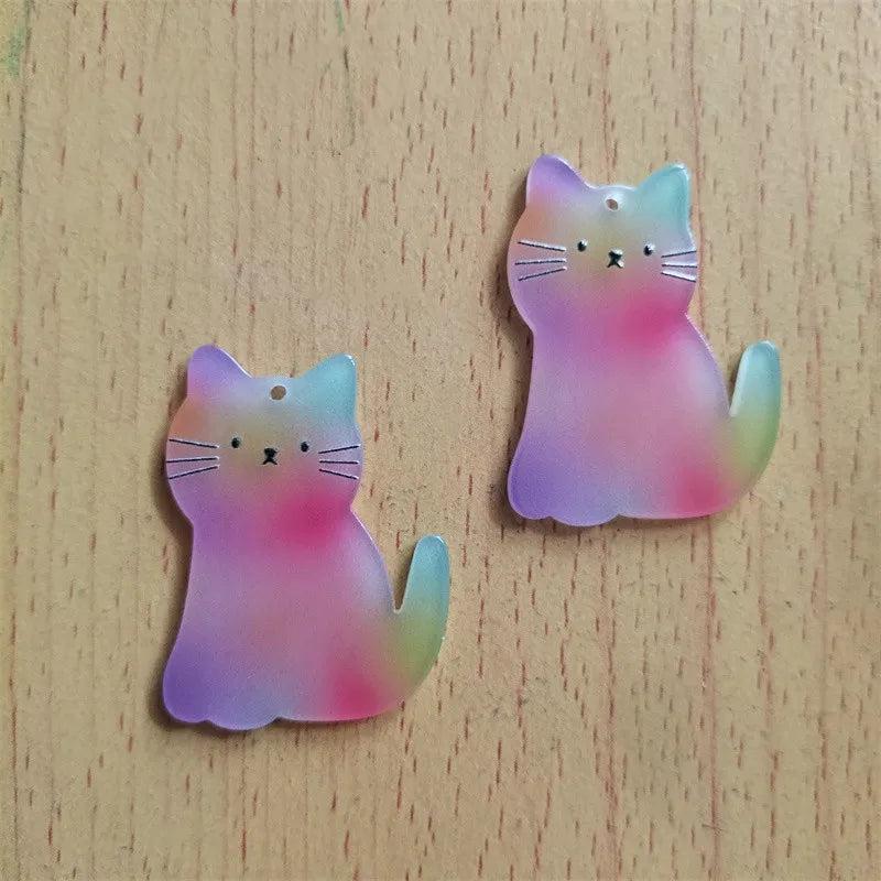 10Pcs Cat Charm Acrylic Pet Pendant DIY Jewelry Making