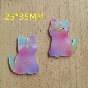 10Pcs Cat Charm Acrylic Pet Pendant DIY Jewelry Making