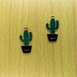 10pcs Enamel Cactus Charms Bracelet Earring Necklace Key Chain DIY Jewelry