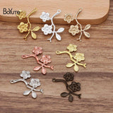 BoYuTe 29MM Stamping Flower Branch Pendant Charms 50 PCS DIY Jewelry Materials