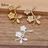 BoYuTe 29MM Stamping Flower Branch Pendant Charms 50 PCS DIY Jewelry Materials
