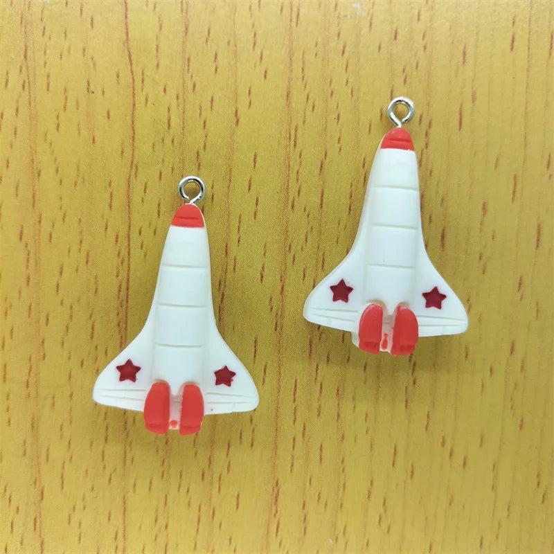 10pcs Resin Space Shuttle Airplane Charm Pendant DIY Jewelry Accessories