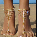 Simulated Pearl Anklets For Women Boho Beach Accessories