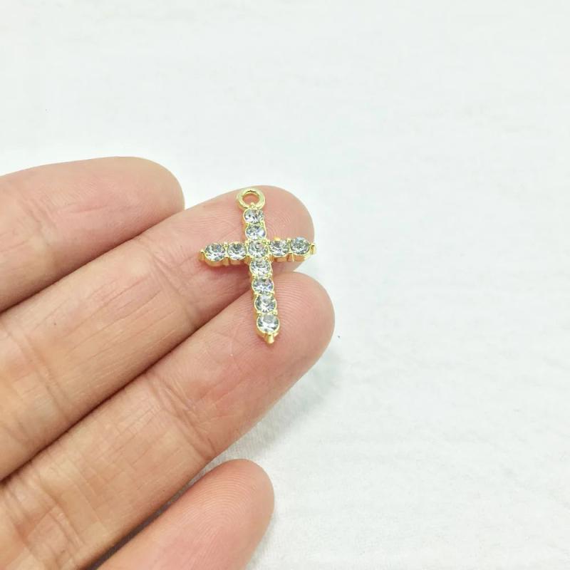 6pcs Cross Rhinestone Coin Zinc Alloy jewelry DIY