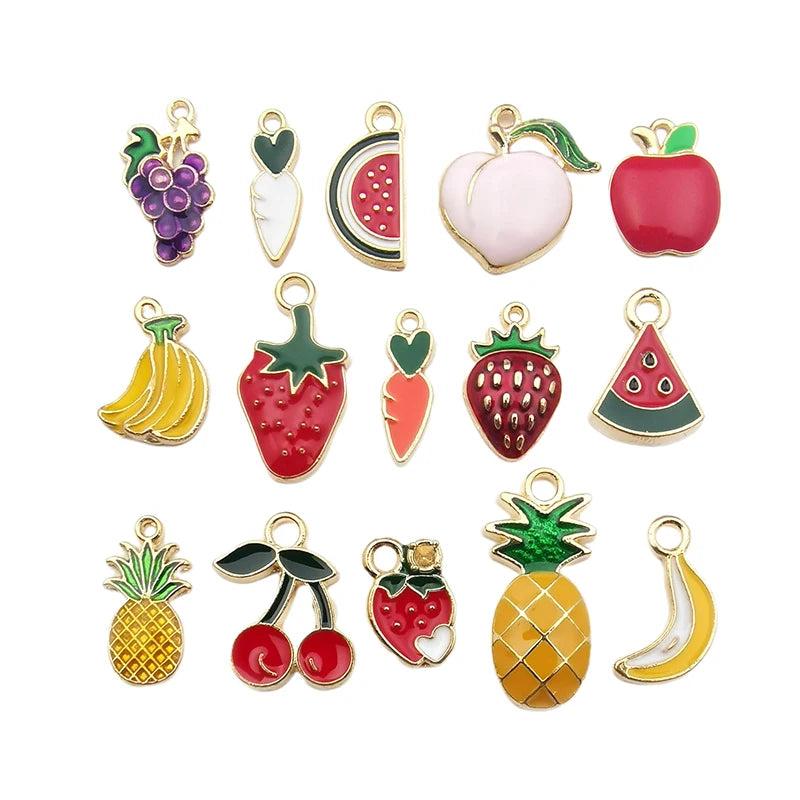 50PCS Animal & Fruit Enamel Pendants for DIY Jewelry Decoration