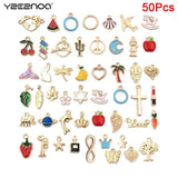 50PCS Animal & Fruit Enamel Pendants for DIY Jewelry Decoration
