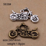 25PCS Motorcycle Charms Antique Pendant Vintage Tibetan Silver DIY for Bracelet