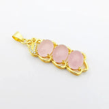 Crystal Inlaid Pink Chalcedony Pendant Amulet Charm Jewelry
