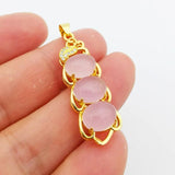Crystal Inlaid Pink Chalcedony Pendant Amulet Charm Jewelry