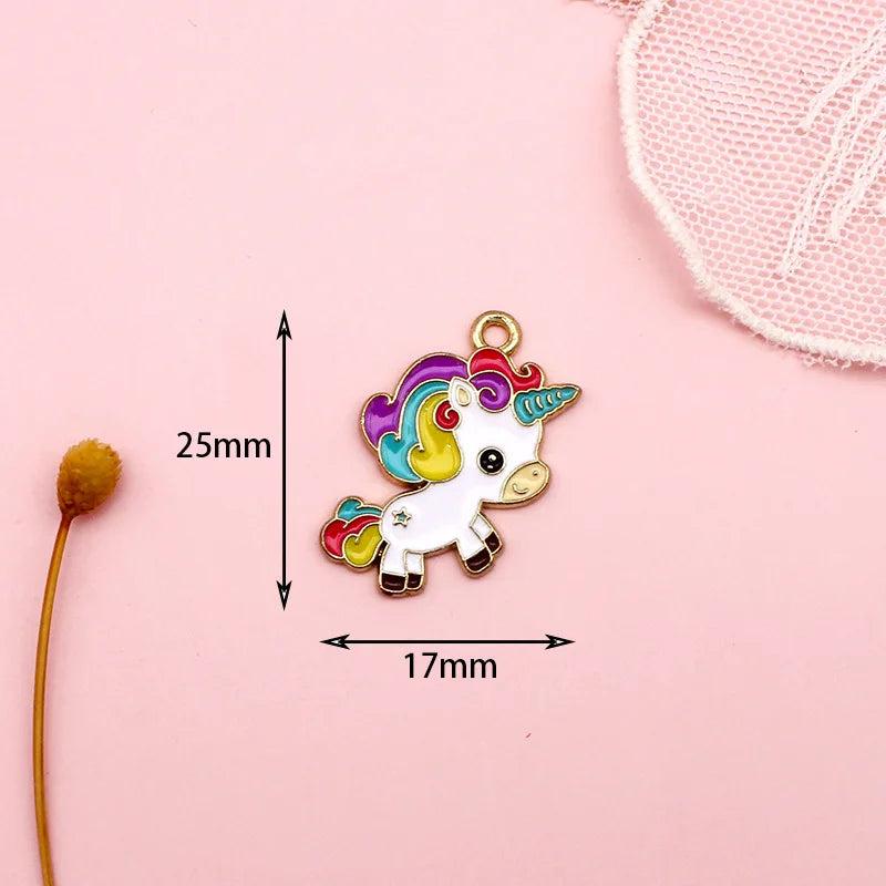 10pcs Unicorn Enamel Charms Pendants For DIY Jewelry Making