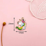 10pcs Unicorn Enamel Charms Pendants For DIY Jewelry Making