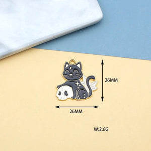 10pcs Alloy Charm Skull Cat Snake Earring Pendants DIY Keychain Pendant