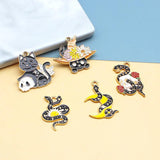 10pcs Alloy Charm Skull Cat Snake Earring Pendants DIY Keychain Pendant